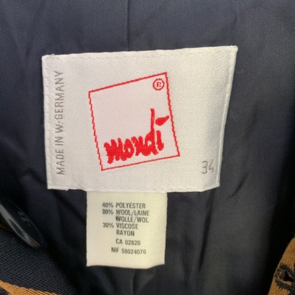 VTG Mondi Striped Cropped Wool Blazer Jacket - Picture 3 of 4